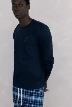 Pedro del Hierro Pijamas-Conjunto de pijama malha e tecido Azul