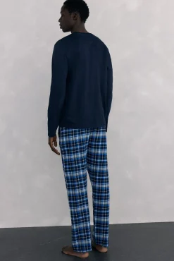 Pedro del Hierro Pijamas-Conjunto de pijama malha e tecido Azul
