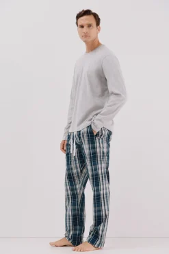 Cortefiel Pijamas-Conjunto de pijama malha e tecido Cinzento