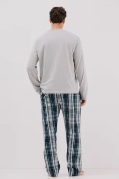 Cortefiel Pijamas-Conjunto de pijama malha e tecido Cinzento