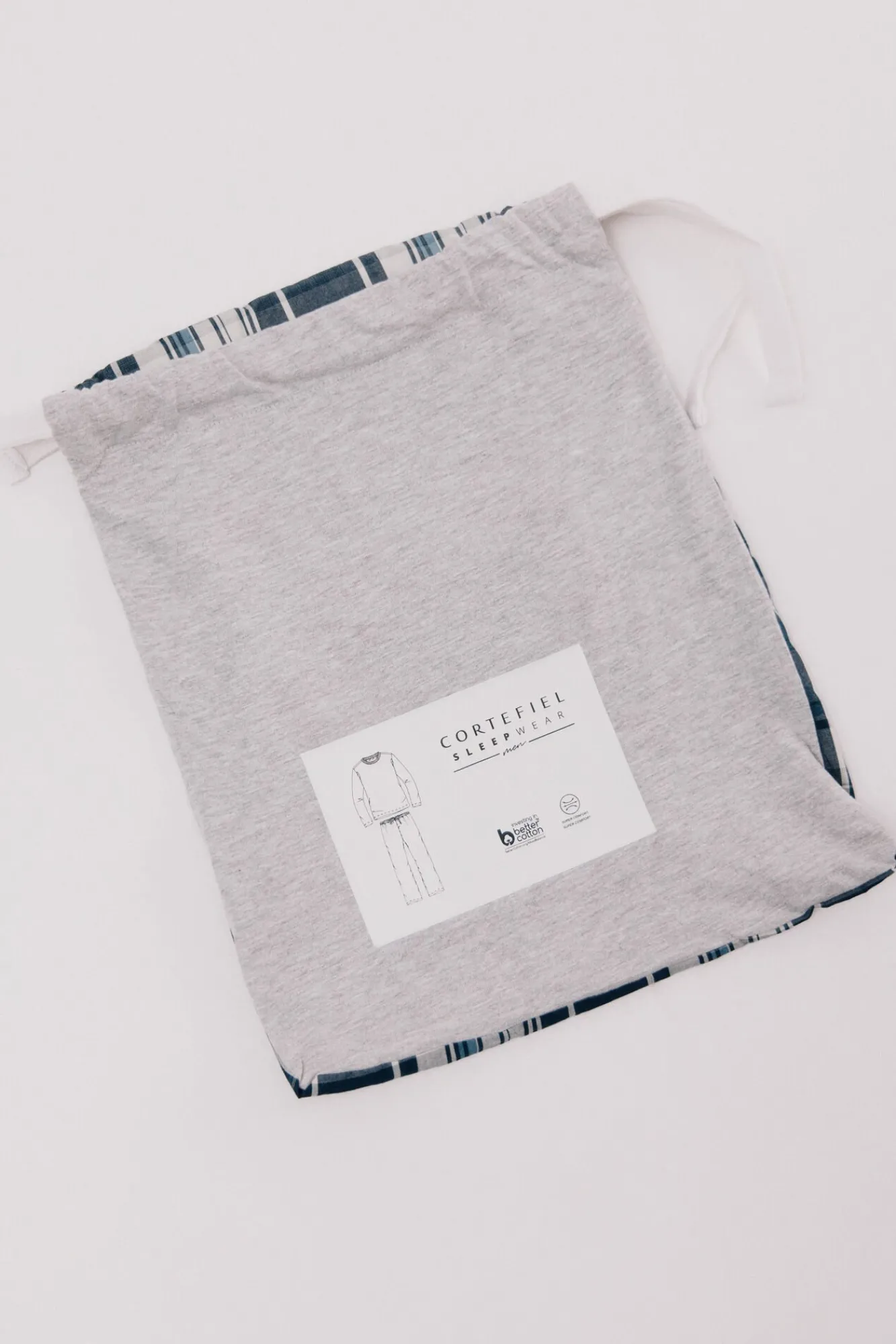 Cortefiel Pijamas-Conjunto de pijama malha e tecido Cinzento