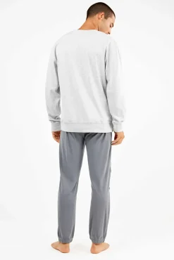 Gisela Pijamas-Conjunto de pijama masculino Sylvester em malha malha cinzento
