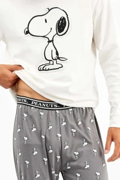 Gisela Pijamas-Conjunto de pijama masculino com estampado do Snoopy branco