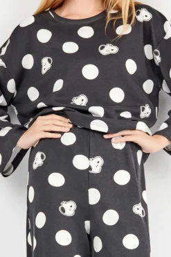 Gisela Pijamas-Conjunto de pijama maxi top do Snoopy branco