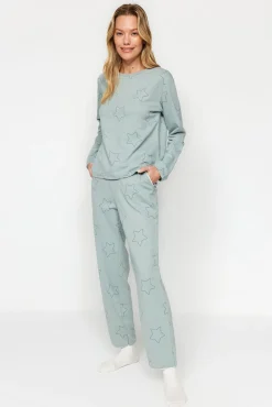 Trendyol Pijamas-Conjunto de pijama Mint Star verde