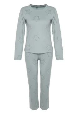 Trendyol Pijamas-Conjunto de pijama Mint Star verde