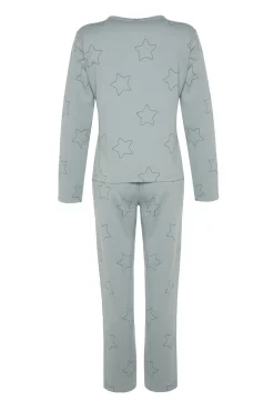 Trendyol Pijamas-Conjunto de pijama Mint Star verde