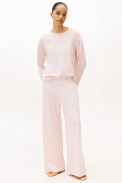 Tommy Jeans Pijamas-Conjunto de pijama modal de manga comprida rosa