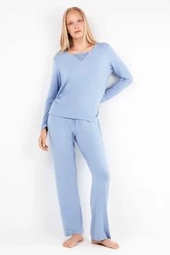 Gisela Pijamas-Conjunto de pijama monocromático azul