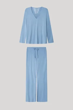 Gisela Pijamas-Conjunto de pijama monocromático azul