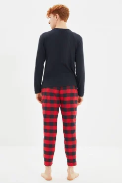 Trendyol Pijamas-Conjunto de pijama xadrez multicolorido estampado