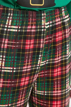 Trendyol Pijamas-Conjunto de pijama xadrez de Natal verde