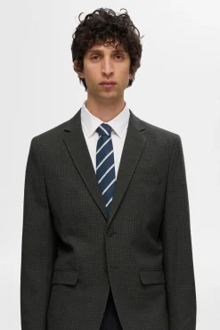 Selected Gravatas-Corbata de rallas confeccionada con materiales reciclados. Azul