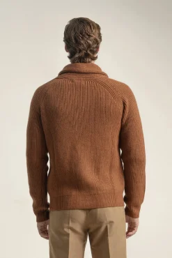 PuroEGO Camisolas-Cárdigan canelado gola xale Laranja