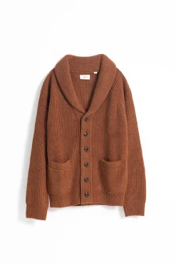 PuroEGO Camisolas-Cárdigan canelado gola xale Laranja