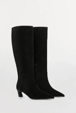 Pedro del Hierro Botas|Calçado De Couro-croute de camurça com salto gatinho Preto