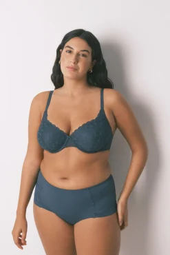 Women'secret Roupa Interior-Cueca alta clássica em microfibra verde
