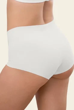 Leonisa Roupa Interior-Cueca boxer de cintura alta com efeito invisível branco