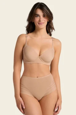 Leonisa Roupa Interior-Cueca cinta clássica com controle moderado da barriga e faixas de tule cinzento
