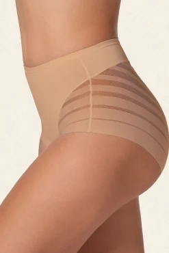 Leonisa Roupa Interior-Cueca cinta clássica com controle moderado da barriga e faixas de tule cinzento