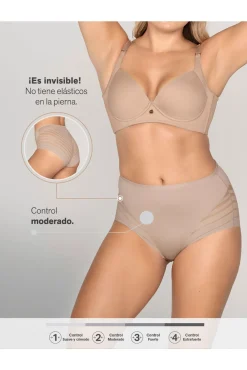 Leonisa Roupa Interior-Cueca cinta clássica com controle moderado da barriga e faixas de tule rosa
