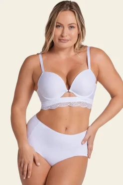 Leonisa Roupa Interior-Cueca clássica com efeito invisível e forte compressão no abdômen branco