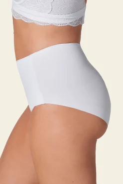Leonisa Roupa Interior-Cueca clássica com efeito invisível e forte compressão no abdômen branco