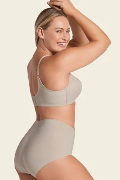 Leonisa Roupa Interior-Cueca clássica com efeito invisível e forte compressão no abdômen bege