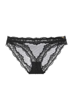Dorina Roupa Interior-Cueca clássica de renda com bolinhas brilhantes preto