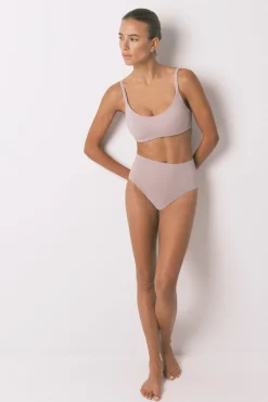 Women'secret Roupa Interior-Cueca de algodão bege cintura alta vison