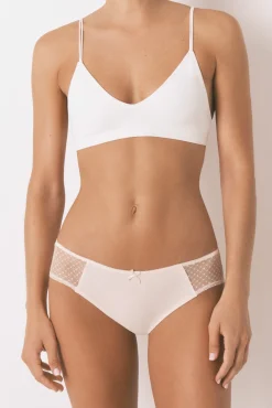 Women'secret Roupa Interior-Cueca larga de tule de algodão rosa