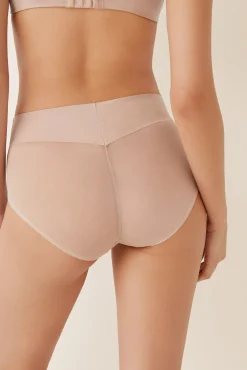 Women'secret Roupa Interior-Cueca média modeladora tule nude cru