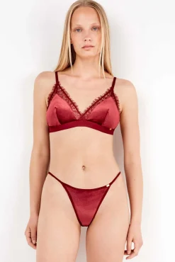 Gisela Roupa Interior-Cuequinha brasileira de veludo vermelho