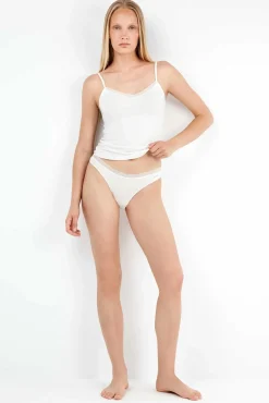 Gisela Roupa Interior-Cuequinha básica com galão de renda branco