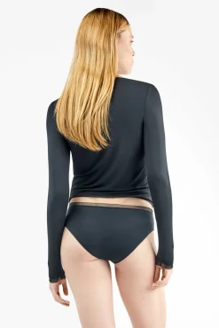 Gisela Roupa Interior-Cuequinha básica midi com galão de renda preto