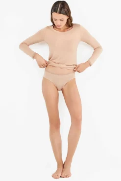 Gisela Roupa Interior-Cuequinha básica midi com galão de renda cru