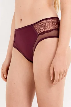 Gisela Roupa Interior-Cuequinha larga com detalhes transparentes estampado