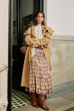 Hoss Intropia Gabardines|Casacos-Daniele. Sobretudo bordado Ecru