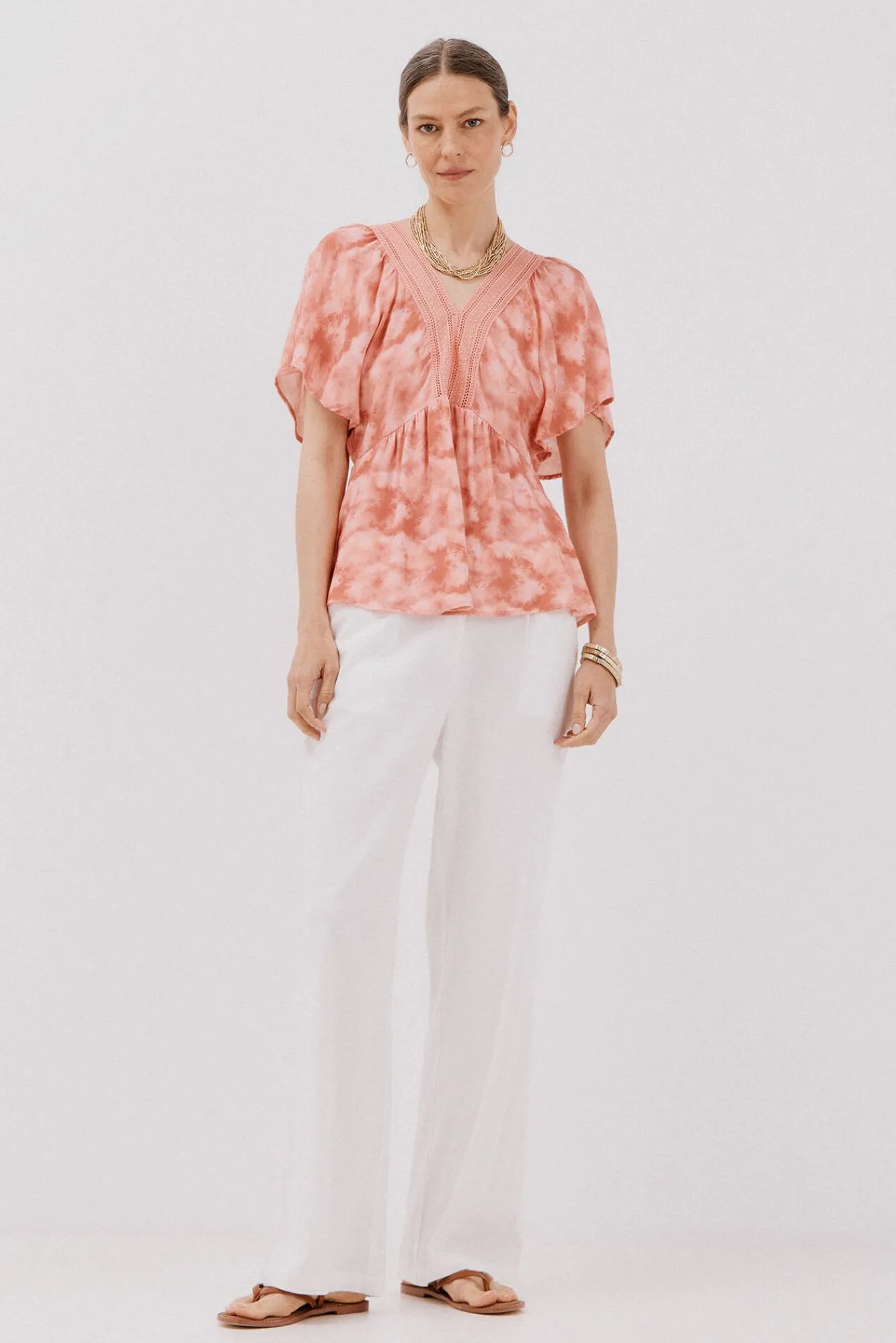 Cortefiel Blusas-decote com bico em V Multicolorido