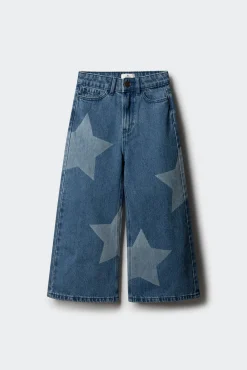Springfield Kids Calças-denim jeans culotte para meninas com estrelas azul