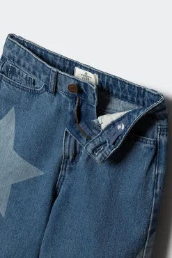 Springfield Kids Calças-denim jeans culotte para meninas com estrelas azul