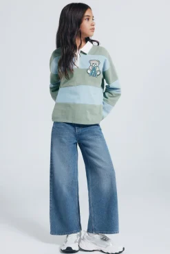 Springfield Kids Calças-denim jeans culotte para meninas azul