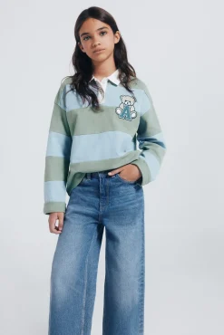 Springfield Kids Calças-denim jeans culotte para meninas azul