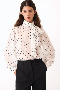 Pedro del Hierro Blusas-Desfile de blusas de bolinhas Marfim