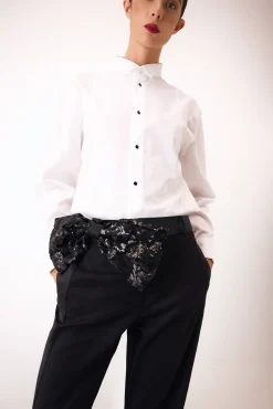 Pedro del Hierro Blusas-Desfile de camisas simples Branco