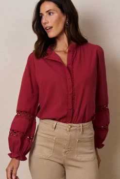 Polín Et Moi Blusas-Detalhes da blusa Adela Vermelho