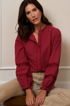 Polín Et Moi Blusas-Detalhes da blusa Adela Vermelho