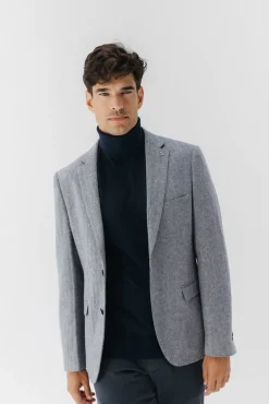 elPulpo Blazers|Blazers-Espiga espinha de peixe com lã Cinzento