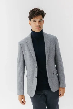 elPulpo Blazers|Blazers-Espiga espinha de peixe com lã Cinzento