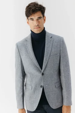 elPulpo Blazers|Blazers-Espiga espinha de peixe com lã Cinzento